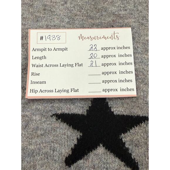 Theo Spence Gray Black w/Star Print Oversized Long Sleeve Sweater Top Size M - Picture 9 of 9